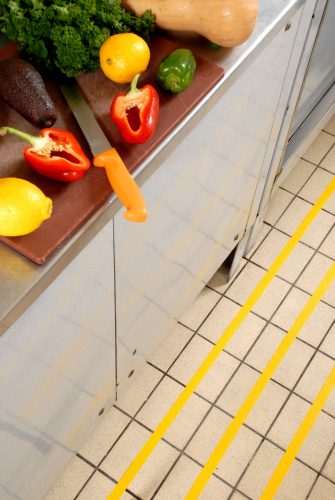 Normál érdességű, gumiszerű-100mm x 18,3m-Sárga csúszásgátló szalag