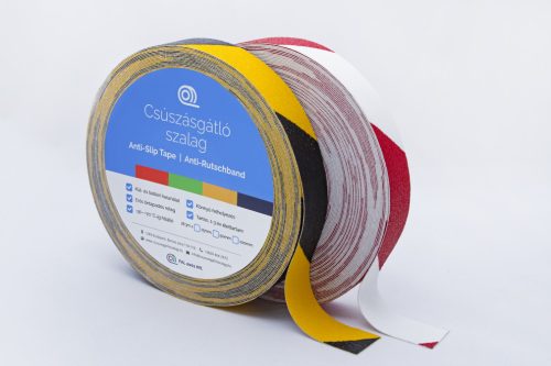 Normál érdes veszélyre figyelmeztető -200mm x 18.3m-Fehér-Piros csúszásgátló szalag