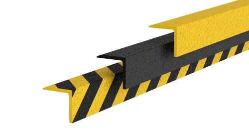 GRP Csúszásmentes lépcső élvédő - Ipari-55mm x 55mm x 800mm-sárga RAL 1003