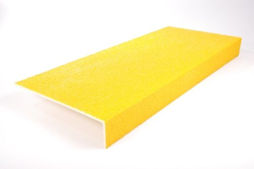 GRP Csúszásmentes lépcsőelem - Ipari-250mm x 55mm x 400mm-Fekete, sárga színátfedés