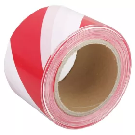   Kordonszalag Piros-Fehér, 50 mikronos-75mm x 100m-Fehér-Piros
