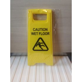   Csúszásveszély tábla kétoldalú-600mm x 300mm x 35mm-Sárga (angol)