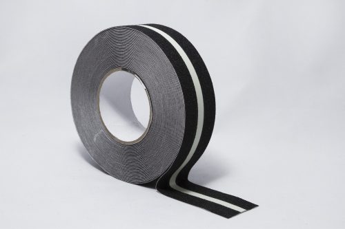 Foszforeszkáló csíkos csúszásgátló szalag-50mm x 18,3m-Fekete-Fehér