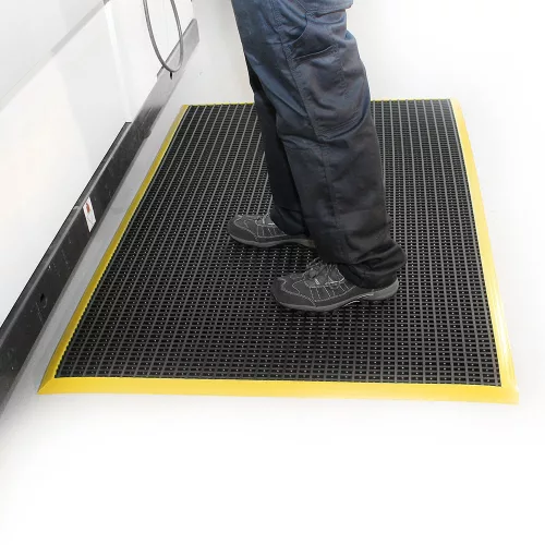 WorkStation Szőnyeg- Lábrács, élkerekített-0,6m x 1,2m-fekete-sárga