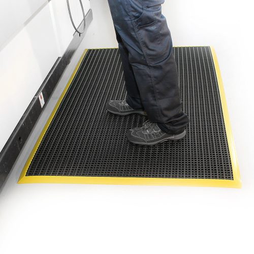 WorkStation Szőnyeg- Lábrács, élkerekített-1m x 1.5m-fekete-sárga