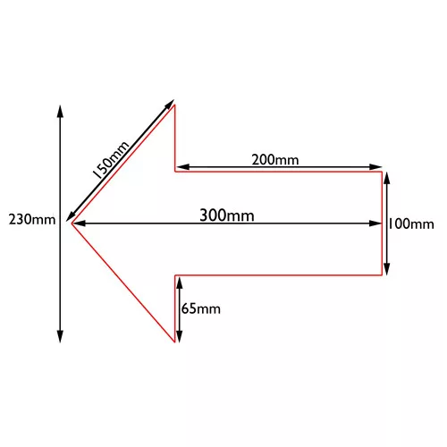 Nyíl alakú jelölés, LeanGrip 0,6mm vastag-300mmx230mm-Piros