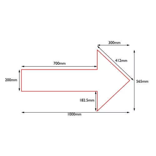 Nyíl alakú jelölés, LeanGrip 0,6mm vastag-300mmx230mm-Piros