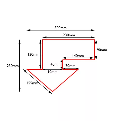 Irányjelző nyíl balra, LeanGrip 0,6mm vastag-300mmx230mm-Sárga
