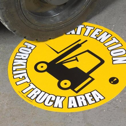 Gyárakba való jelölés Targonca közlekedés-430mm-Sárga kör