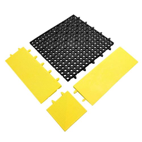 Hard Deck modulos, rácsos álláskönnyítő szőnyeg (újrahasznosított)-0,48m x 0,48m-fekete