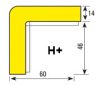 Biztonsági sarokvédő profil H+ típusú-1m - H+-fluoreszkáló-fekete