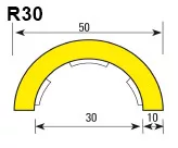 Biztonsági csővédő profil R30 típusú-1m - R30-fekete