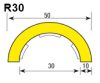 Biztonsági csővédő profil R30 típusú-50m - R30-fekete-sárga