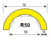 Biztonsági csővédő profil R50 típusú-1m - R50-fekete