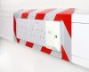 Veszélyre figyelmeztető reflektív szalagok, 10m-100mmx10m-Fehér-Piros