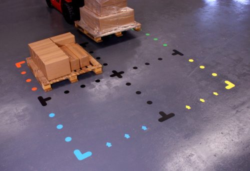 L alakú raklapjelölés, PermaLine 0,9mm vastag-200mmx200mm-Fekete-Sárga