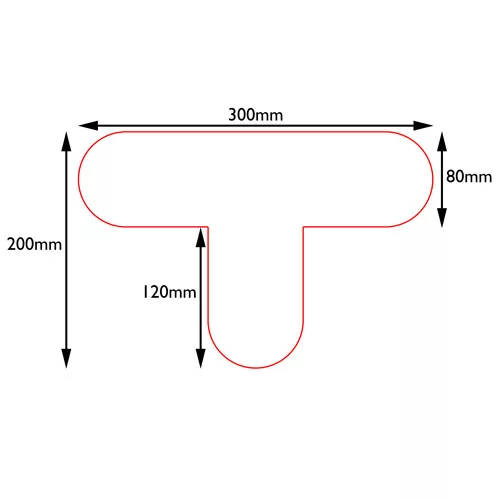 T alakú raklapjelölés, PermaLine 0,9mm vastag-300mmx200mm-Fehér-Piros