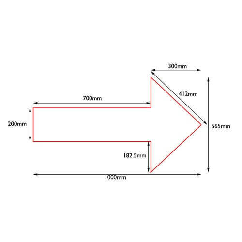 Nyíl alakú jelölés, PermaLine 0,9mm vastag-100mmx65mm-Piros